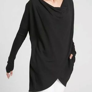 ATHLETA Purana Wrap Sweatshirt  L Black Hooded Top